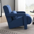 thumbnail image 3 of Modern Accent Chair, Mid-Century Living Room Chair with Waist Pillow and Solid Wood Frame, Indoor Lounge Chair for Bedroom Reading Room, Navy Blue, 3 of 7
