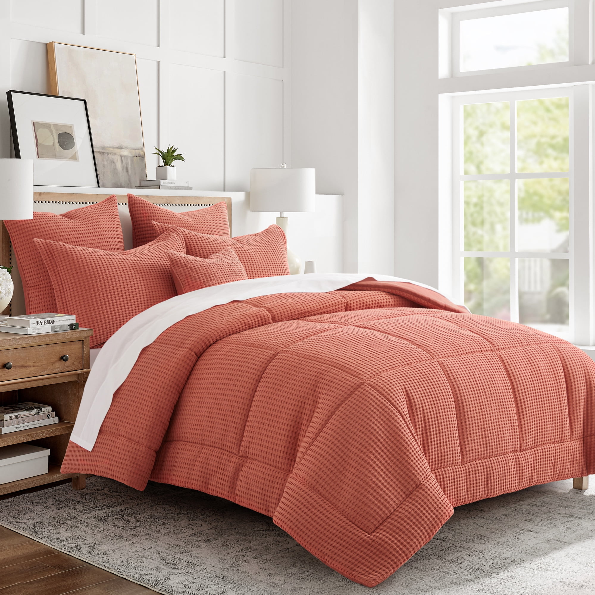 Levtex Home - Mills Waffle Adobe Comforter Set - Twin Comforter + One Standard Pillow Case - Adobe Waffle Weave - Comforter (68 x 88in.) and Pillow Case (26 x 20in.) - Cotton