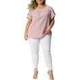 thumbnail image 2 of NOMADIC NOOK Women's Plus Size Work Pleated Short Sleeve Round Neck Tulip Sleeves Blouses, 2 of 6