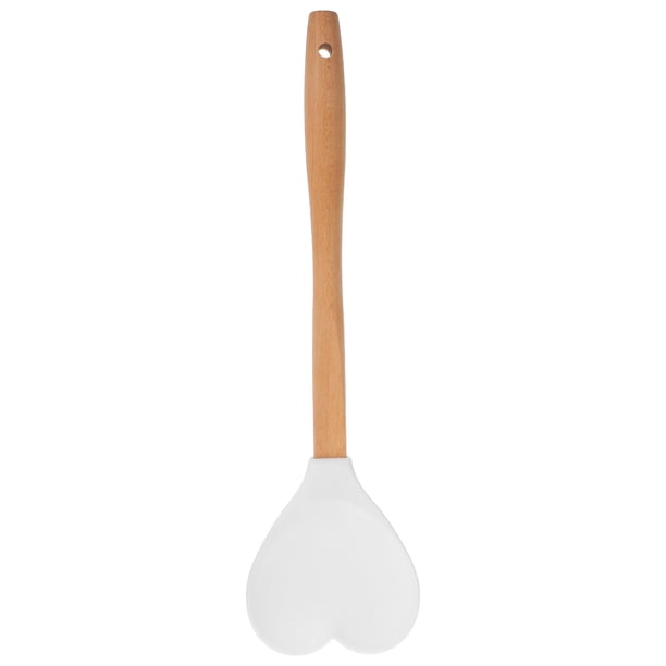 Cuchara de silicona para servir en forma de corazón, espátula antiadherente, cuchara sopera resistente al calor, utensilio de cocina flexible para cocinar, revolver, mezclar, hornear y servir
