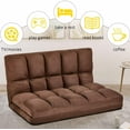 thumbnail image 3 of SHANNA Double Chaise Lounge Sofa Chair Adjustable Floor Couch with Two Pillows,Brown, 3 of 8