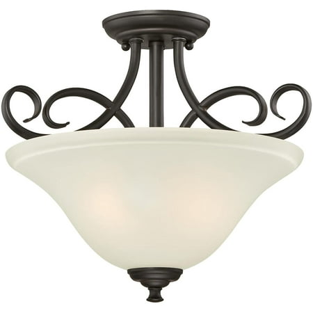 

Westinghouse 6306500 Dunmore Two-Light Indoor Semi-Flush Oil Rubbed Bronze Finish with Frosted Glass 2 White Black