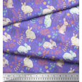 thumbnail image 2 of Soimoi Purple Viscose Chiffon Fabric Leaves & Rabbit Animal Print Fabric by Yard 42 Inch Wide, 2 of 3