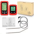 thumbnail image 3 of Termómetro Inalámbrico para Parrilla EN-2050, Rojo, Incluye 2 Piezas, Sonda de Acero Inoxidable, Resistente al Agua y Altas Temperaturas, Pantalla LCD con Luz de Fondo, Alcance de 70m,, 3 of 6