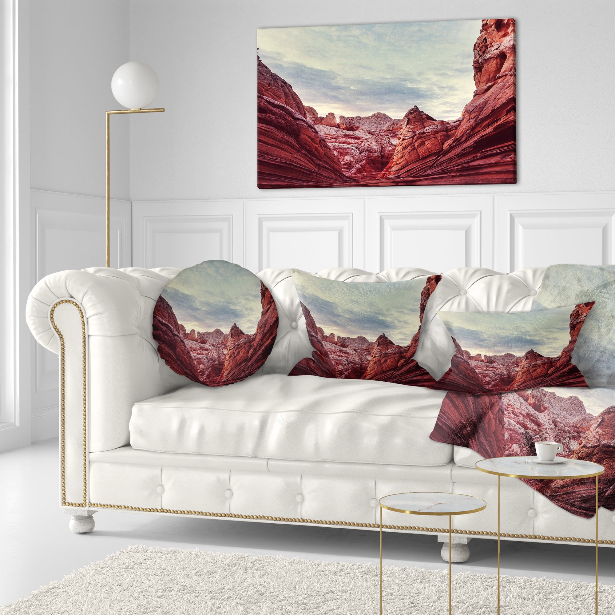 Designart 12" x 20" Red Polyester Throw Pillow