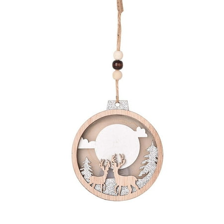

loopsun Christmas Party Home Holiday Decorations Christmas Pendant Carved Wood Chips