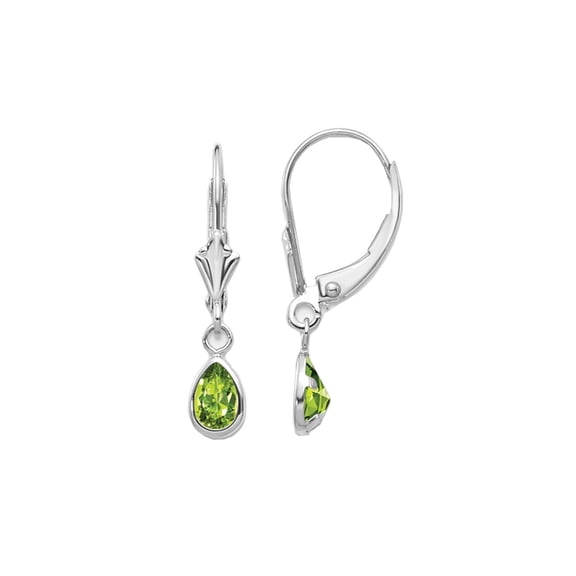 4/5 Carat (Ctw) Natural Peridot Dangle Drop Earrings in 14K White Gold for Women