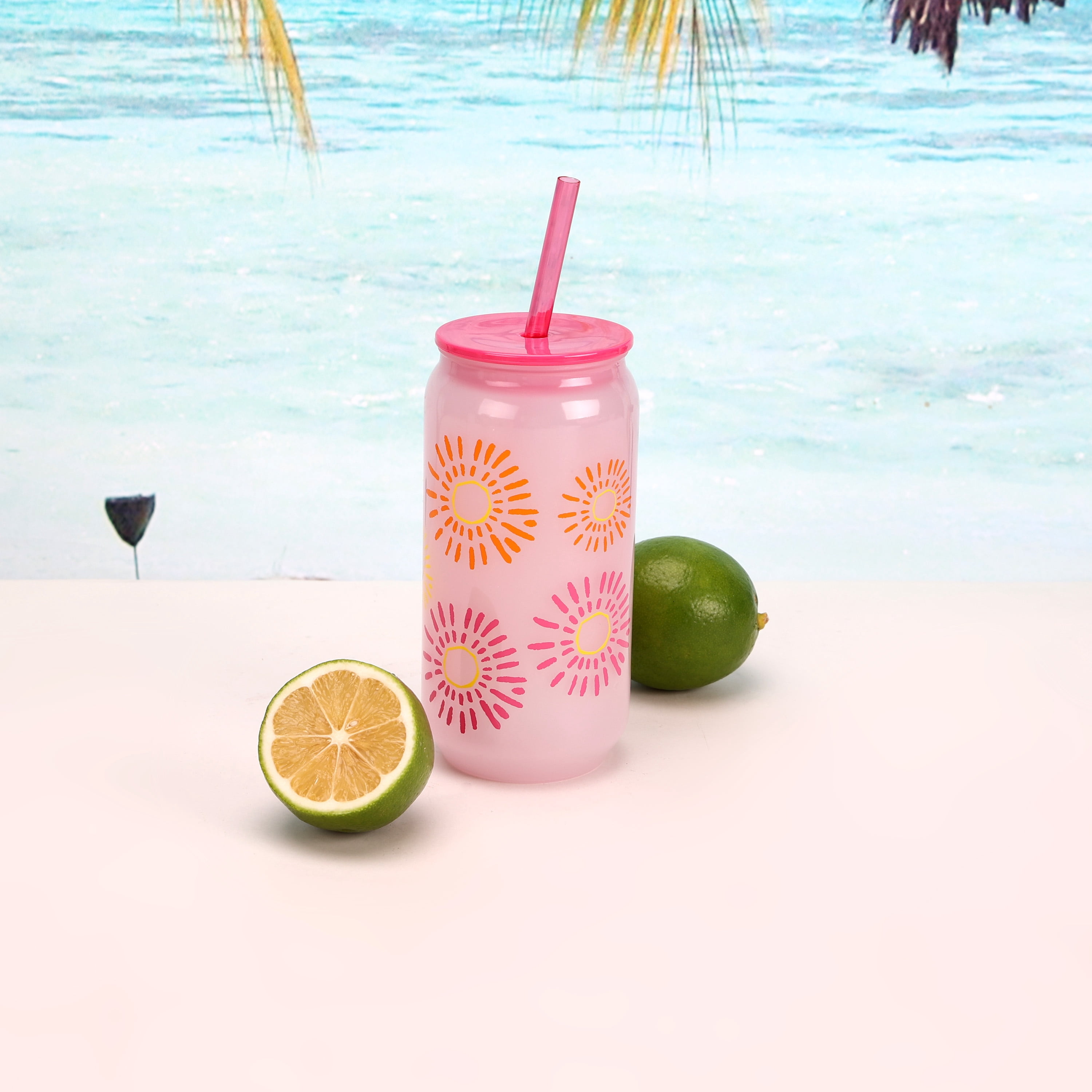 Mainstays 20-Ounce Color-Changing Acrylic Can Shape Tumbler, Sun Print