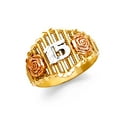 thumbnail image 1 of Solid 14k Yellow White and Rose Three Color Gold Fifteen 15 Years Birthday Quincea_era Ring Size 9.5, 1 of 2