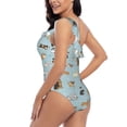 thumbnail image 6 of Daiia Cartoon Doodle Puppy Women's One Piece Swimsuits Personalized One Shoulder Swimwear Asymmetric Ruffle Bathing Suits-Large, 6 of 8