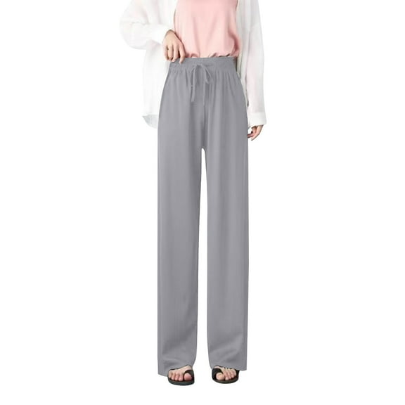 Lorytime Wide Leg Athletic Pants for Women Elastic Waist Pants Drawstring Drappy High Waisted Trousers Casual Clothes