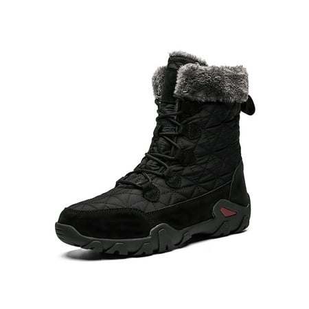 

Gomelly Men Winter Snow Boots Insulated Hiking Bootie Lightweight Waterproof Boot Non-Slip Work Booties Trekking Driving Warm Shoes Black 10.5