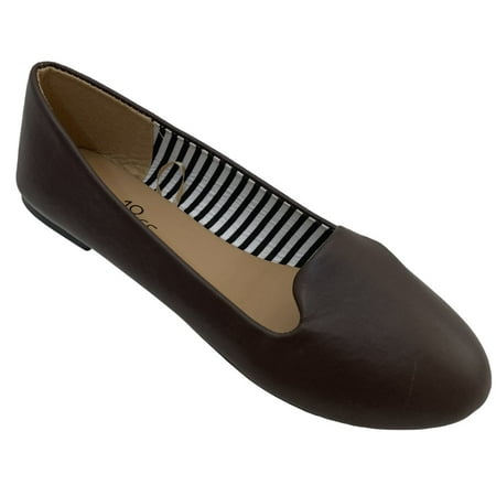 Shoes8teen Womens Faux Suede Loafer Smoking Shoes Flats 4024 Brown PU 7/8