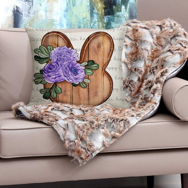 Fiudx Funda de Cojín de Pascua, Acogedora y Transpirable, de Tela Suave y Agradable para La Piel, con Diseño Que No Destiñe, Ideal para Decorar El Hogar, El Coche o para Festivales, Ideal para Toda L