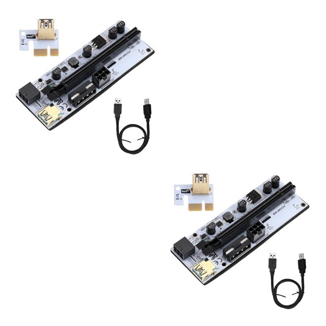 Tholdsy Adaptador PCI-E 1X a 16X, convertidor PCI-Express, puerto de alimentación de 6 pines y 4 pines, dispositivo de minería, accesorios de Negro 2piezas