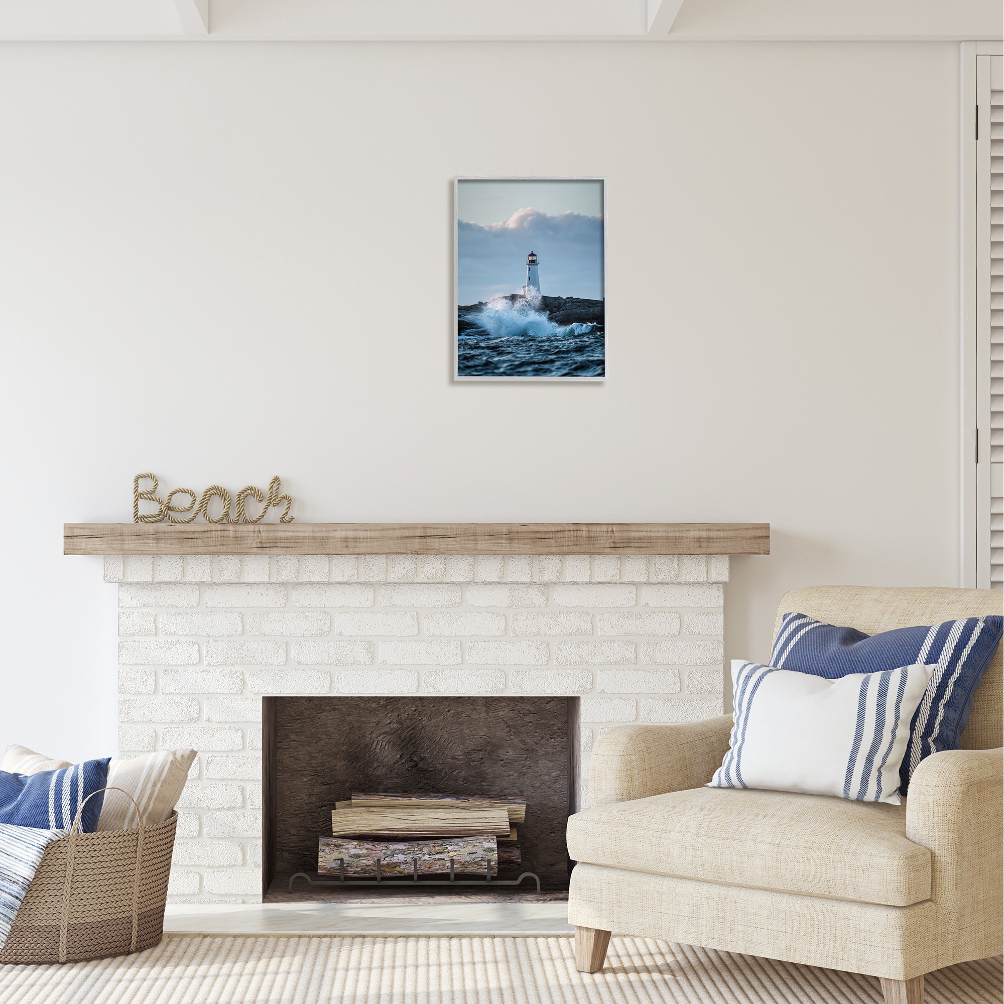 Stupell Industries Rough Sea Waves Photography Landscape Photography Gray Framed Art Print Wall Art, 16 x 20
