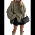 thumbnail image 1 of Suéteres de Cuello Alto de Gran Tamaño para Mujer, Jerseys de Punto Grueso de Larga, Ropa de Moda de Invierno, Otoño Verde M, 1 of 9