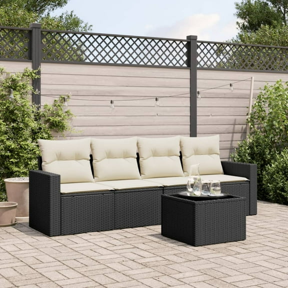 vidaXL Garden Sofa Set Black, Cream White