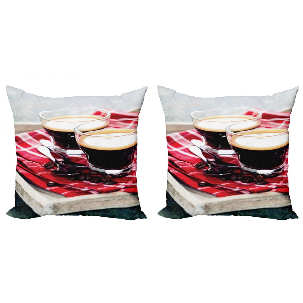 Coffee Throw Pillow Cushion Cover Pack of 2, Freshly Brewed Espresso 2