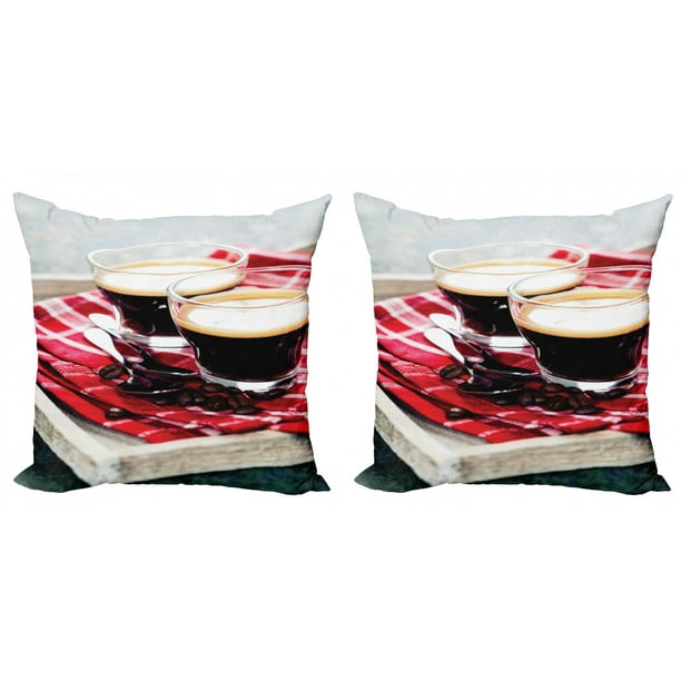Coffee Throw Pillow Cushion Cover Pack of 2, Freshly Brewed Espresso 2