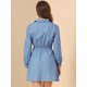 thumbnail image 5 of Allegra K Vestido camisero vintage para mujer, con cintura ce?ida, una línea de lunares, vestido camisero Azul XS Unique Bargains Casual, 5 of 6
