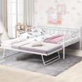 thumbnail image 2 of PAPROOS Twin Metal Daybed with Pop Up Trundle Bed, Heavy-Duty Steel Daybed for Bedroom Living Room, Modern Twin Size Daybed Frame with Adjustable Trundle, No Box Spring Needed, White, 2 of 9
