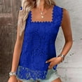 thumbnail image 2 of cfhntfmh Women Lace Crochet Hollow out Tank Tops Casual Blouse Summer Sleeveless Square Neck Shirts Clubwear, 2 of 6