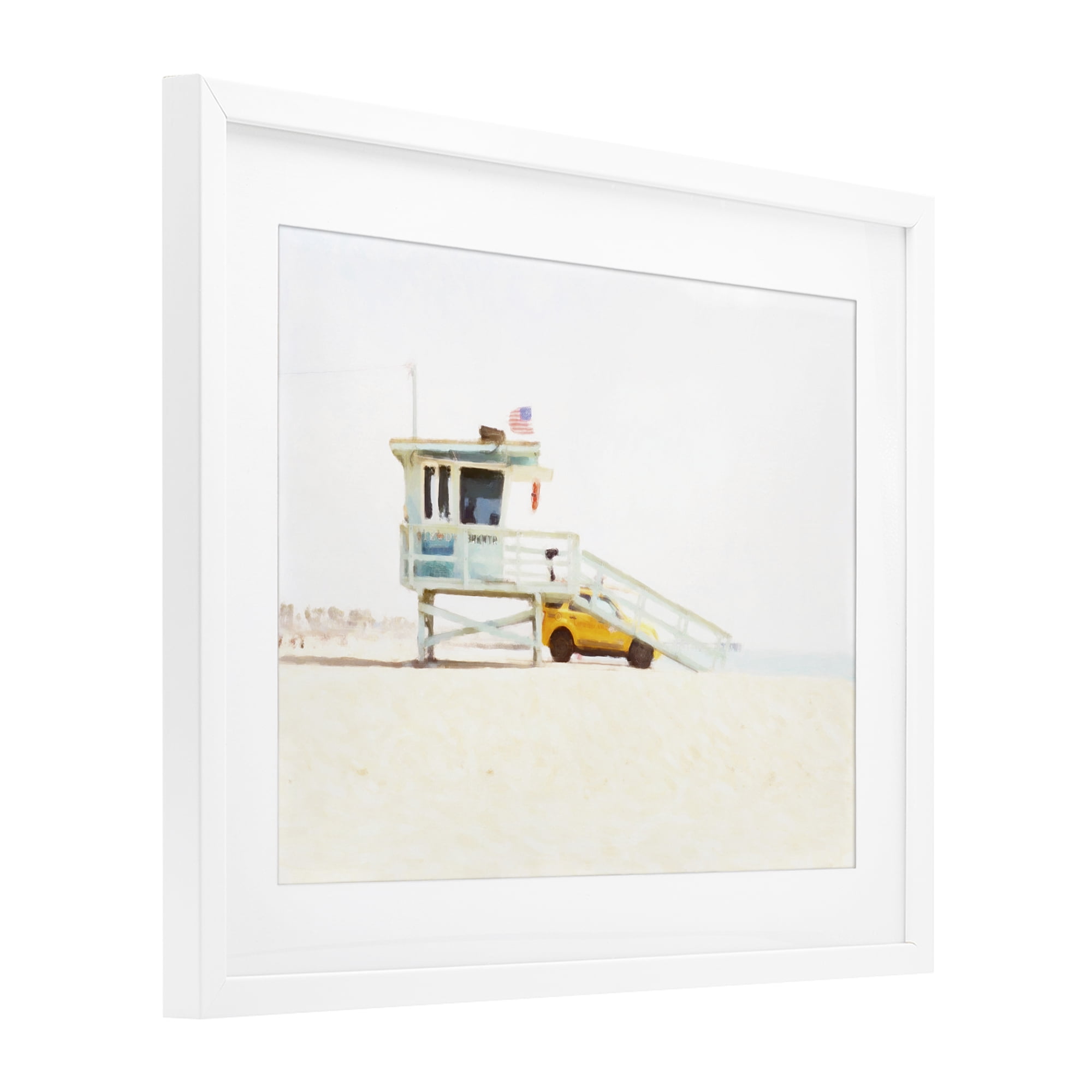 Stupell Industries Soft Light Lifeguard Station White Framed Print Under Glass, design by Kim Curinga