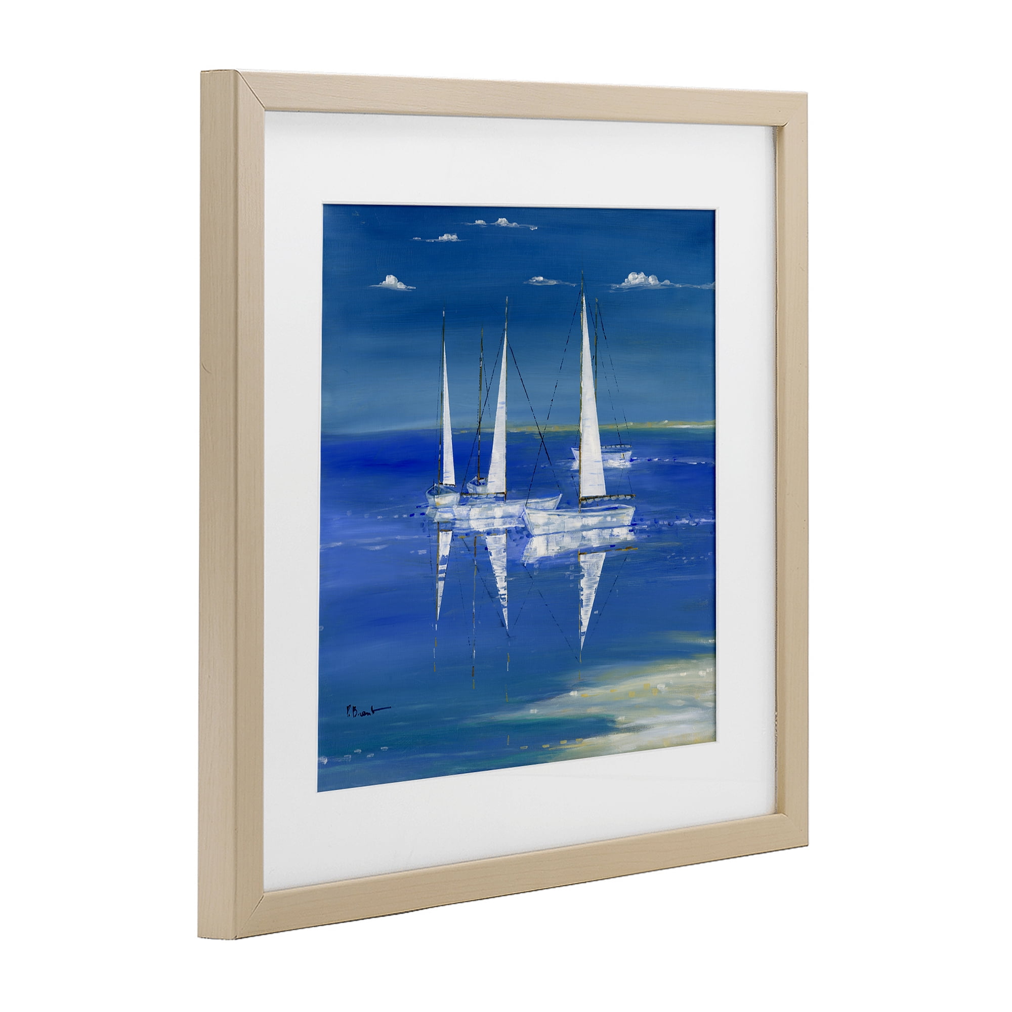 Stupell Industries Serenity Sailboats Reflected on Water Birch Framed Print Under Glass, design by Paul Brent