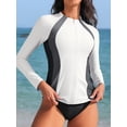 thumbnail image 6 of Asoul Rash Guard for Women Full Zip, Zip Up Long Sleeve Swim Shirts for Women, Surfing Top UPF 50+ SPF Sun & UV Protection, 6 of 7