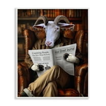 Stupell Industries Goat in Vintage Library Animals & Insects Painting White Framed Art Print Wall Art, 24 x 30