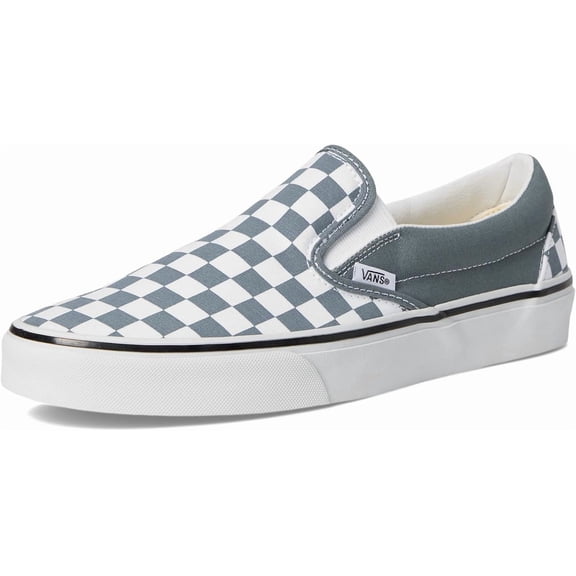 VANS U CLASSIC SLIP-ON UNISEX SNEAKERS - GREY - Theory Checkerboard Stormy Weather / Men 3.5 / Women 5 / Medium