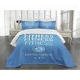thumbnail image 3 of Ambesonne Fitness Quilted Bedspread Set 3 Pcs, Gym Related Words Checkered, King Size, Pale Blue White, 3 of 5