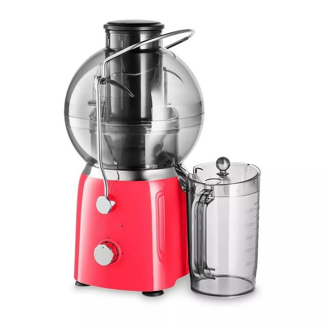 Easy Juicer, 500W Wide Tank Centrifugal Fruit and Vegetable Juicer, Easy Clean Juicer, BPA Free (Smooth Stainless Steel - Red)