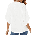 thumbnail image 4 of UVN Womens Summer Blouses Bohemian 3/4 Bell Sleeve Shirts for Women V Neck Flowy Casual Pleated Tops, 4 of 8