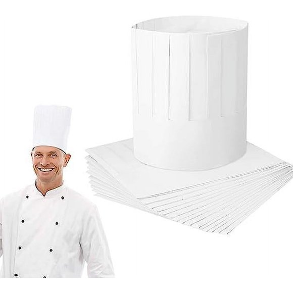 20pcs Disposable Toque Paper Chef Hat Adjustable White Toque For Cooking Kitchen Restaurant Bistro Bar Adjustable Size