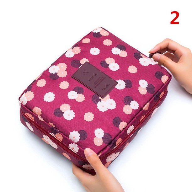 coreano bolsa de maquillaje organizador bolsa de cosméticos de viaje artículos de tocador bolsas impermeable cremallera oxford tela flores artículos de tocador bolsa de cosméticos de almacenamiento