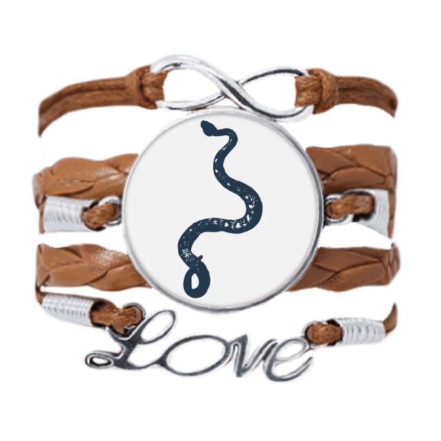 El Negro Animal Serpiente sketch pattern Pulsera de cuero Negro trenzado pulsera de cuerda de amor Unbranded M