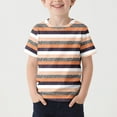 thumbnail image 2 of CYRBOKO Boys Summer Shirts, Striped Short Sleeve Basketball Casual Sports Top Orange Size 10-11 T, 2 of 4