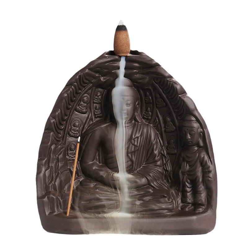Creative Buddha Hand Incense Smoked Burner,High Mountain Flowing Water Backflow Incense Holder for Yoga Meditation Relaxation Office Gift (Waterfall)