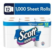Scott 1,000 Toilet Paper, 12 Rolls, 1,000 Sheets per Roll