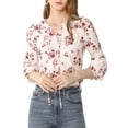 thumbnail image 1 of INSPIRE CHIC Blouse à Manches Longues Col Rond à Volants avec Nœud Floral pour Femmes, 1 of 4