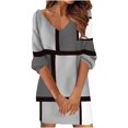 thumbnail image 2 of Pisexur Robe à Manches Longues à Col en V Robe Imprimée à Manches Longues pour Femmes Robe Ample Robe Mode Robe pour Femmes, 2 of 5