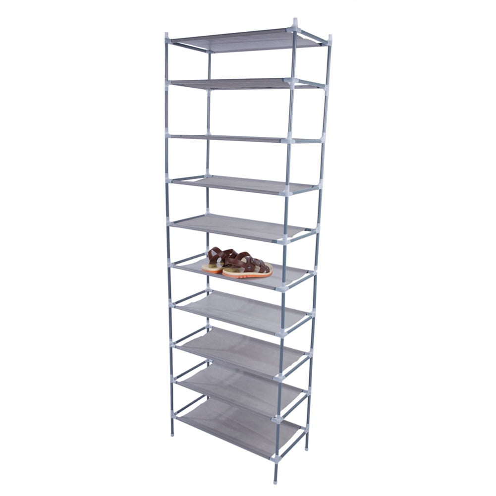 10 Tiers Non Woven Fabric Shoe Rack Free Standing Walk In Closet Shoes Tower Organizer Cabinet Walmart Com Walmart Com