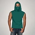 thumbnail image 2 of Xfvqtps Mens Sleeveless Tops with Face Neck Mask Hoodie Pullover Cooling Sun Protection Solid Color Breathable Lightweight Summer Shirts Green-01, 2 of 8
