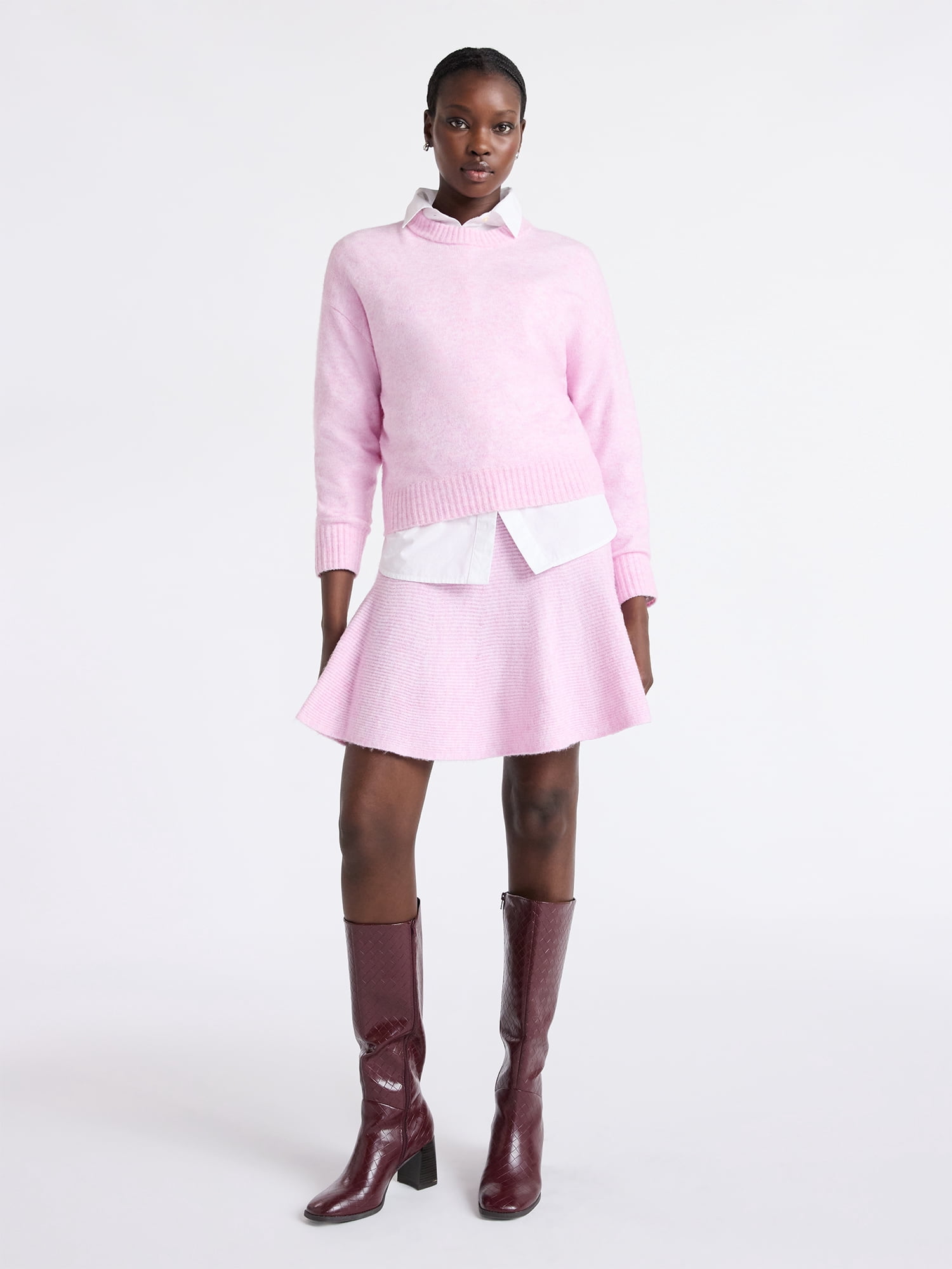 Free Assembly Women's and Women's Plus Embellished Mini Sweater
