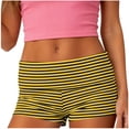 thumbnail image 2 of Axiiglly Shorts for Women Low Rise Striped Fold Over Y2K Cotton Stretchy Lounge Micro Shorts Soft Yoga Mini Shorts, S-2XL, 2 of 6