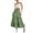 Green, variant on Petite Fit Casual Cotton Linen Layered Pleated Skirt Fashionable Summer Dress Purple 140