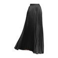 thumbnail image 4 of Women's High Waist Satin Maxi Skirt, Elegant Pleated A-Line Long Skirt with Elastic Waistband, Flowy Casual Midi Skirt for Daily Outings, Dates and Holiday Parties Black S, 4 of 4