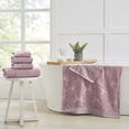 thumbnail image 3 of Modern Threads Damask Jacquard 6-Piece Cotton Bath Towel Set with Embellished Borders, Dusty Plum, 3 of 4
